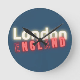 Reloj Redondo Mediano Tipografía de la neón de Londres