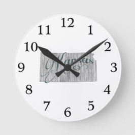 Reloj Redondo Mediano Tipografía estatal de Kansas