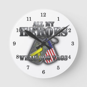 Reloj Redondo Mediano Todas mis placas de identificación del desgaste d