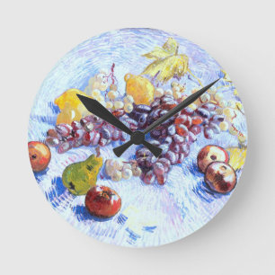 Reloj Redondo Mediano Todavía vida con las manzanas, peras, uvas - Van