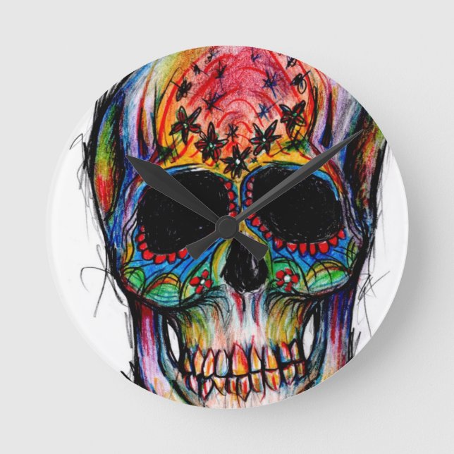 Reloj Redondo Mediano "Todes-Bunt" Mexican Skull (Anverso)