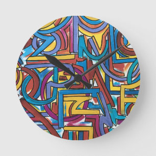 Reloj Redondo Mediano Todos los caminos llegan allí-Arte abstracto pinta