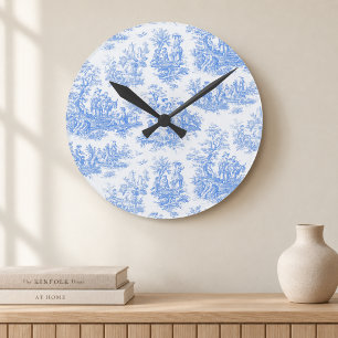 Reloj Redondo Mediano Toile jouy floral azul vintage turquesa