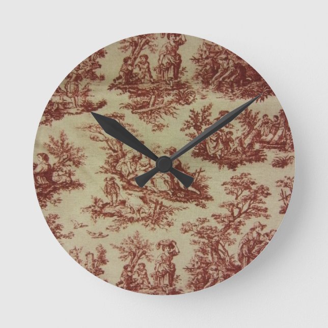 Reloj Redondo Mediano Toile rosado (Anverso)