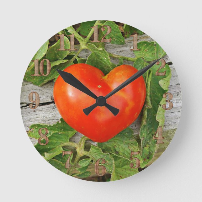 Reloj Redondo Mediano Tomate con forma de corazón (Anverso)