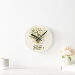 Reloj Redondo Mediano Tómate el tiempo para florecer Diseño de ramill