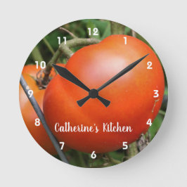 Reloj Redondo Mediano Tomates de jardín rojo personalizados 