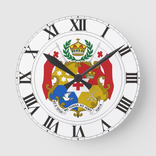 Reloj Redondo Mediano Tonga Coat of Arms (Anverso)