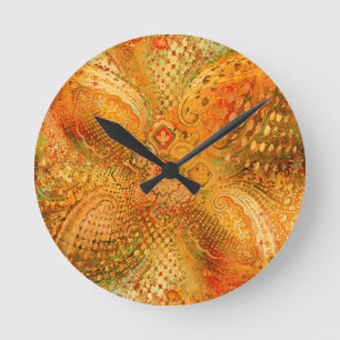 Reloj Redondo Mediano Tonos naranjas terrosos de cachemir