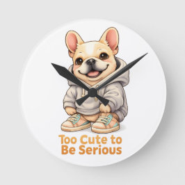 Reloj Redondo Mediano Too Cute to Be Serious – Funny French Bulldog 