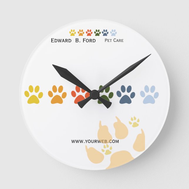 Reloj Redondo Mediano Too Much Fun  Rainbow Paws Pet  Animal Care (Anverso)