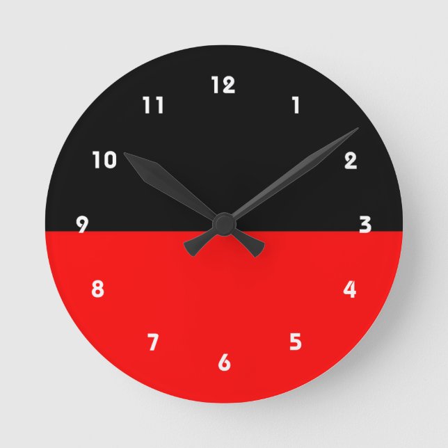 Reloj Redondo Mediano top black bottom red DIY custom background templat (Anverso)