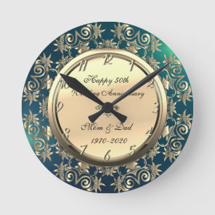 Reloj Redondo Mediano Torneos de oro Diamante Verde 50 Aniversario de Bo