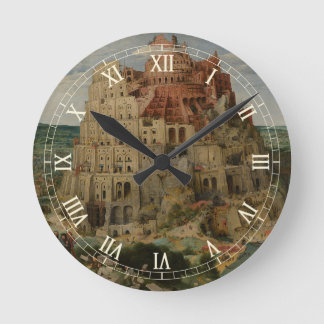 Reloj Redondo Mediano Torre de Babel por Peter Bruegel el Viejo