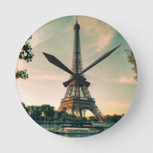 Reloj Redondo Mediano Torre Eiffel arrojar almohada