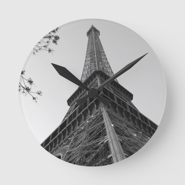 Reloj Redondo Mediano Torre Eiffel b/w (Anverso)