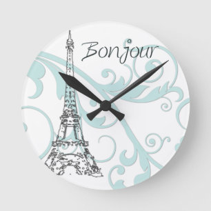 Reloj Redondo Mediano Torre Eiffel con las volutas