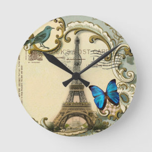 Reloj Redondo Mediano torre Eiffel de París de los remolinos del azul