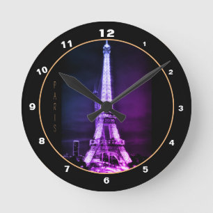 Reloj Redondo Mediano Torre Eiffel y Surreal París Arte / Amo Francia B