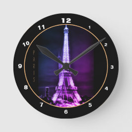Reloj Redondo Mediano Torre Eiffel y Surreal París Arte / Amo Francia BL