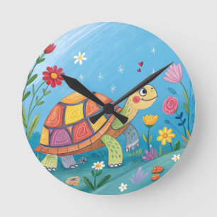 Reloj Redondo Mediano Tortuga bebé dibujada