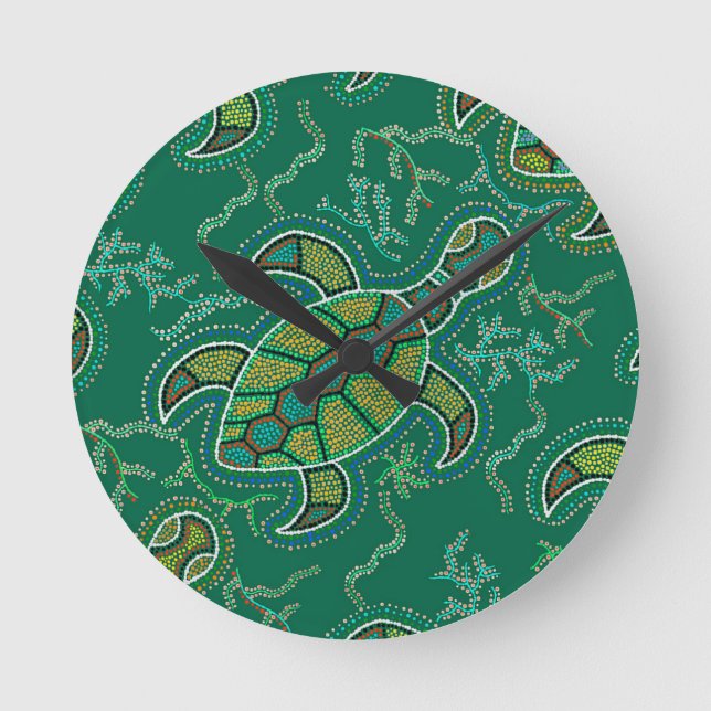Reloj Redondo Mediano Tortuga del Caribe (Anverso)