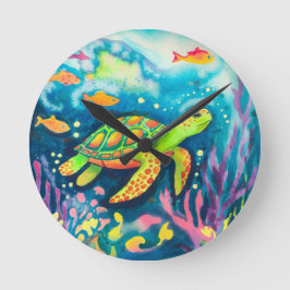 Reloj Redondo Mediano Tortuga pintadora