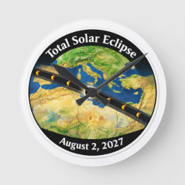 Reloj Redondo Mediano Total Solar Eclipse 2027 Map