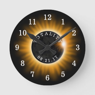 Reloj Redondo Mediano Totalidad 2017 del eclipse solar
