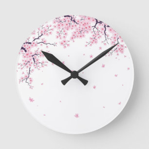 Reloj Redondo Mediano Tote de Arte Japonés Flor de Cerezo Sakura