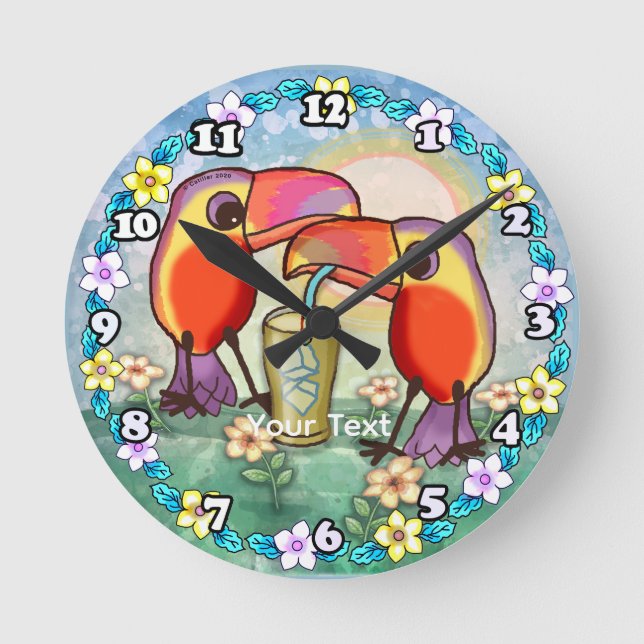 Reloj Redondo Mediano Toucans Tea (Anverso)