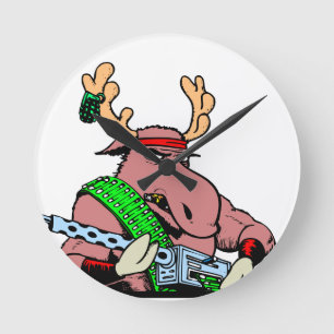 Reloj Redondo Mediano Tough Bull Moose Rambo Machine Gun