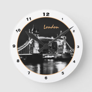 Reloj Redondo Mediano Tower Bridge y London en Night England/British BW