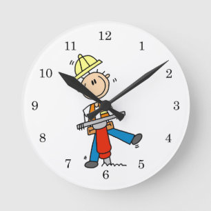 Reloj Redondo Mediano Trabajador de la Construcción I Construyo Camiseta