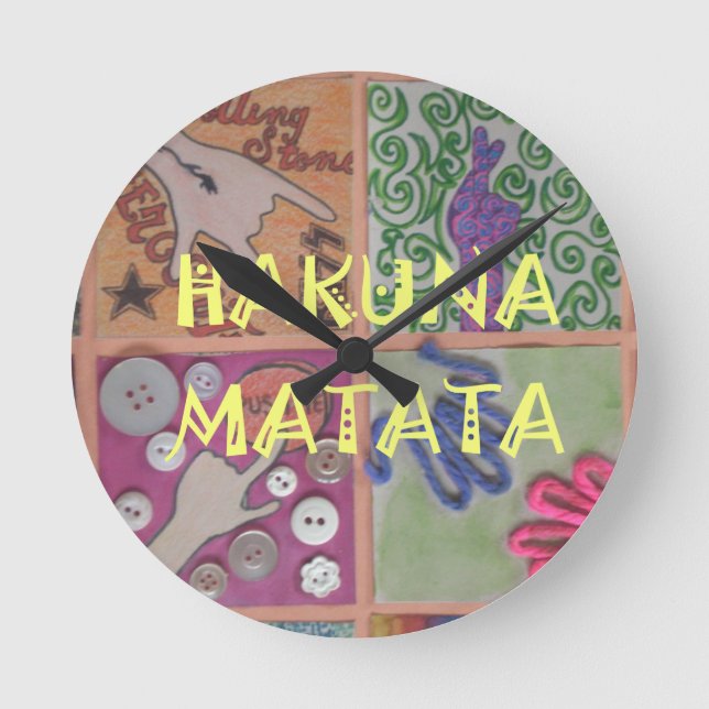 Reloj Redondo Mediano Trabajo asombroso lindo de Hakuna Matata de (Anverso)