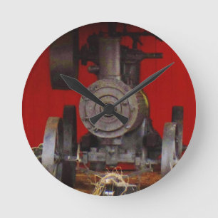 Reloj Redondo Mediano Tracter antiguo accionado vapor