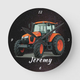 Reloj Redondo Mediano Tractor Naranja moderno