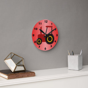 Reloj Redondo Mediano Tractor rojo