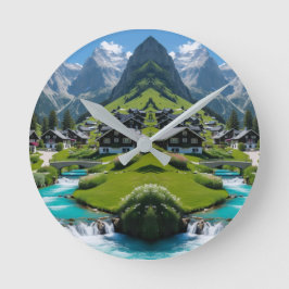 Reloj Redondo Mediano "Tranquilidad eterna - Aldea alpina