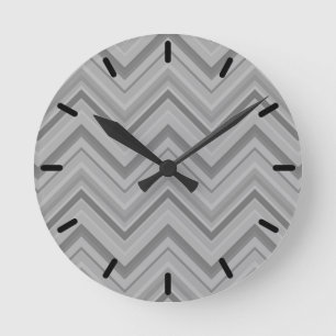 Reloj Redondo Mediano Trazos grises zigzag