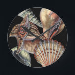 Reloj Redondo Mediano Treasures of the Sea<br><div class="desc">This art print displays the finest things in nature within the ocean. Find all the different types of sea life in this image including a Conch Seashell,  Sand Dollars,  and Reefs buried deep in the sea. This art collection is a must have in your next Zazzle products.</div>