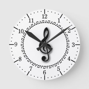 Reloj Redondo Mediano Treble Clef Music Note Design