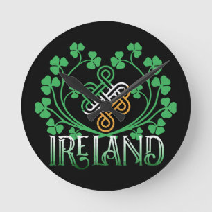 RELOJ REDONDO MEDIANO TRÉBOL DE IRLANDA