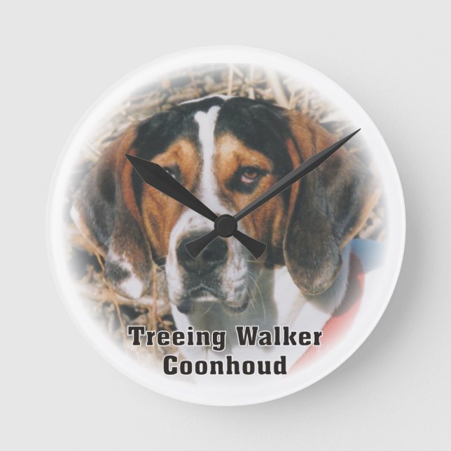 Reloj Redondo Mediano Treeing Walker Coonhound Dog Clock (Anverso)
