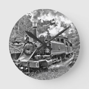 Reloj Redondo Mediano Tren del motor de vapor del vintage