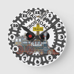 Reloj Redondo Mediano Tren Ferroviario