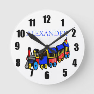 Reloj Redondo Mediano Tren y nombre Choo-Choo