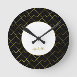 Reloj Redondo Mediano Trendy Chic Geometric Golden Blush Tiles Pattern