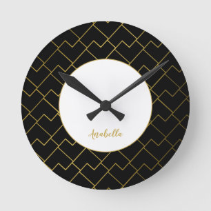Reloj Redondo Mediano Trendy Chic Geometric Golden Blush Tiles Pattern