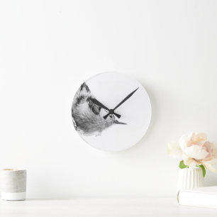 Reloj Redondo Mediano Trepatroncos, Fotografía de Pájaros Blancos